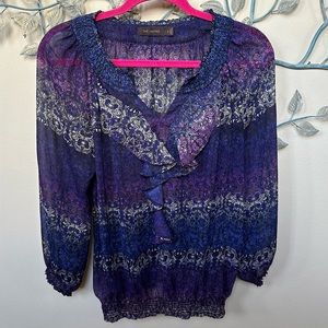 ❤️The Limited Sheer Ruffle V-Neck Top Sz S EUC CLEARANCE